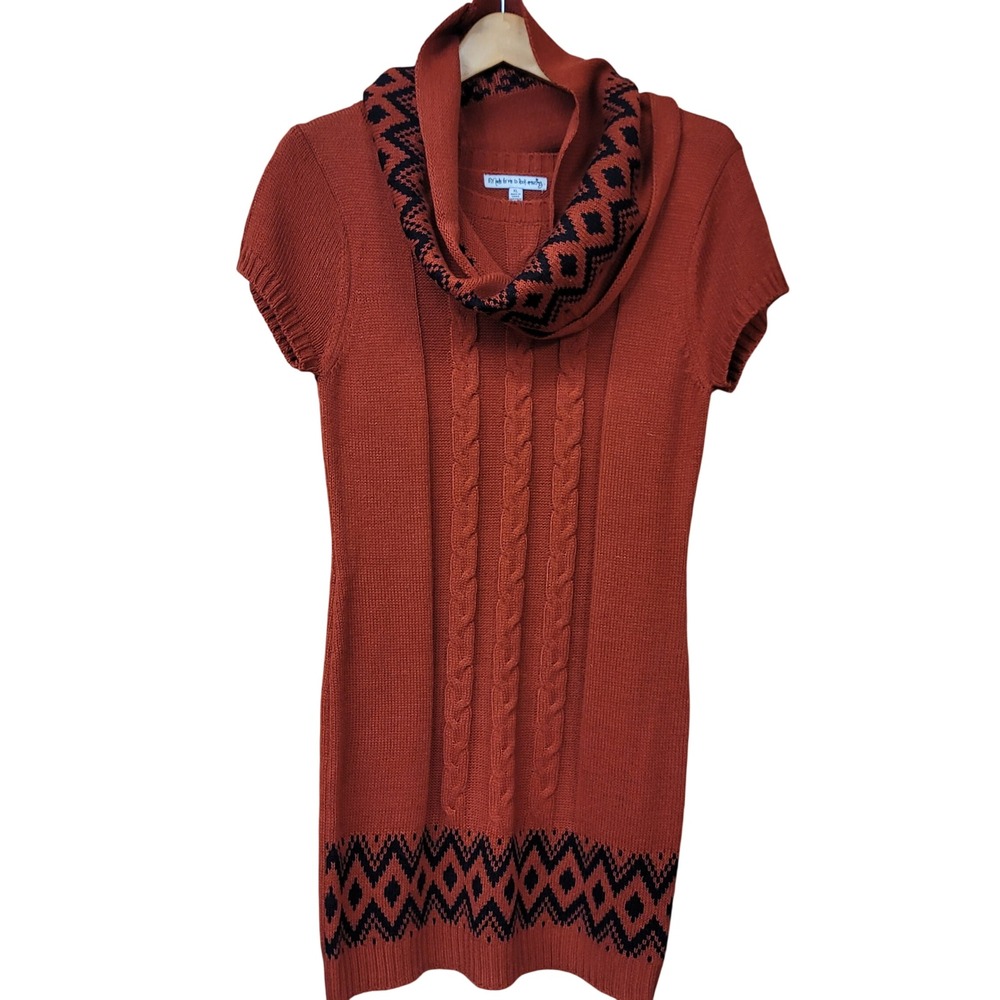 Im Made For You To Look Amazing Rust Orange Cable Knit Sweater Dress Scarf XL